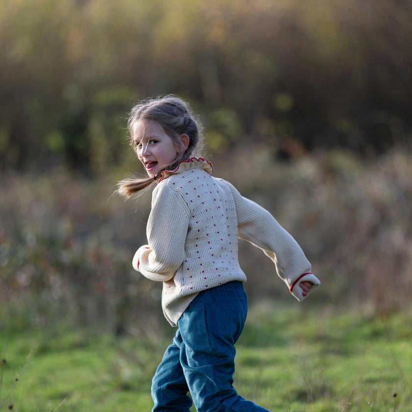Oatmeal Frill Snuggly Knitted Cardigan, Cream