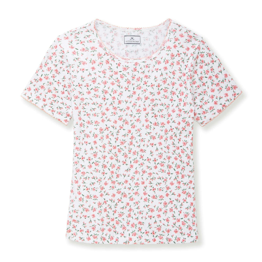 Women's Pointelle T-Shirt in Pink Floral