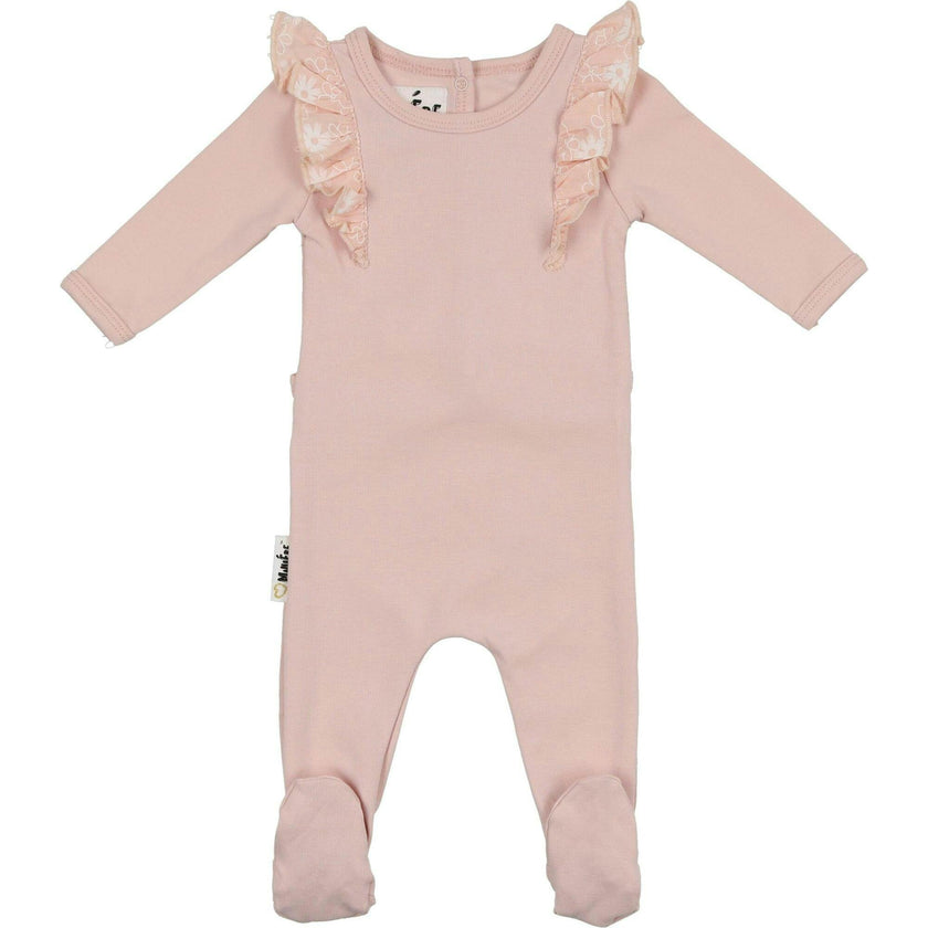 Print Shoulder Ruffle Footie