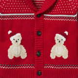 The Holiday Bear Baby Cardigan, red