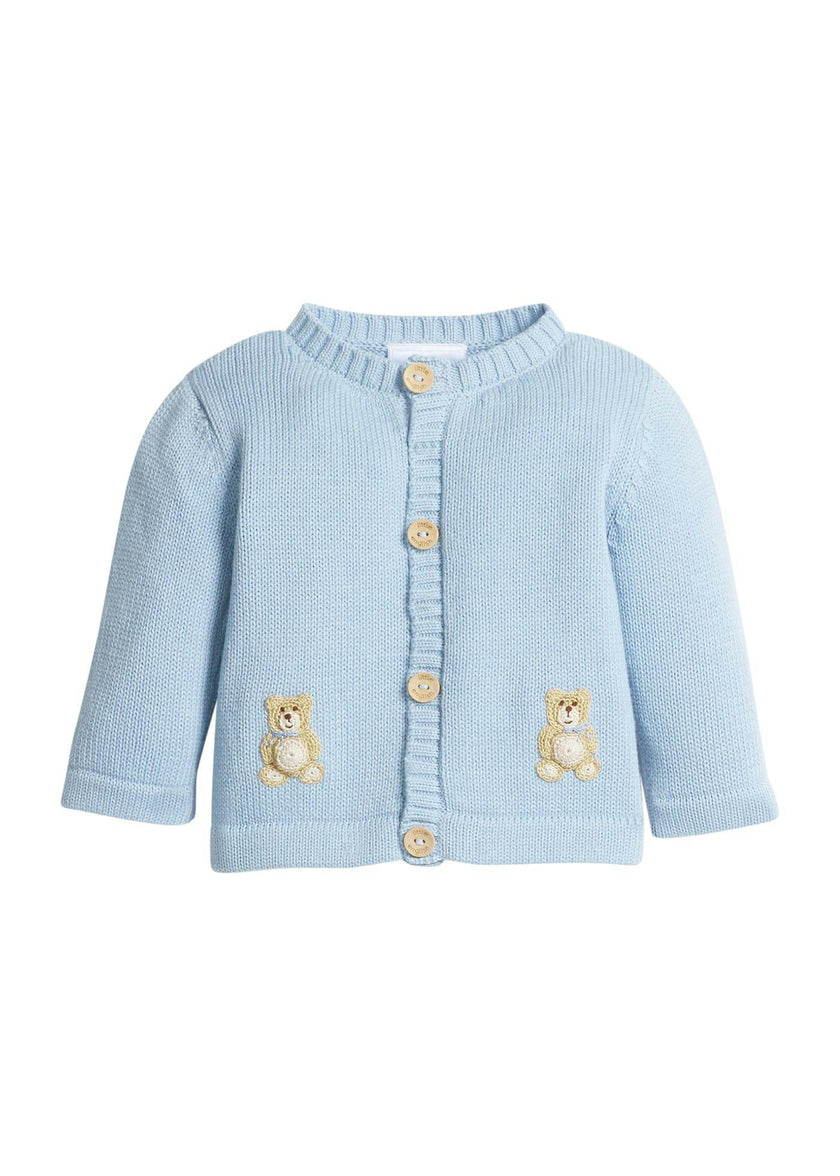 Crochet Cardigan - Blue Teddy Bear