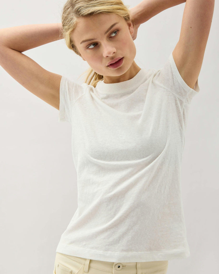 Womens Vintage Jersey Short Sleeve Tee - Recycled Cotton Jersey - White