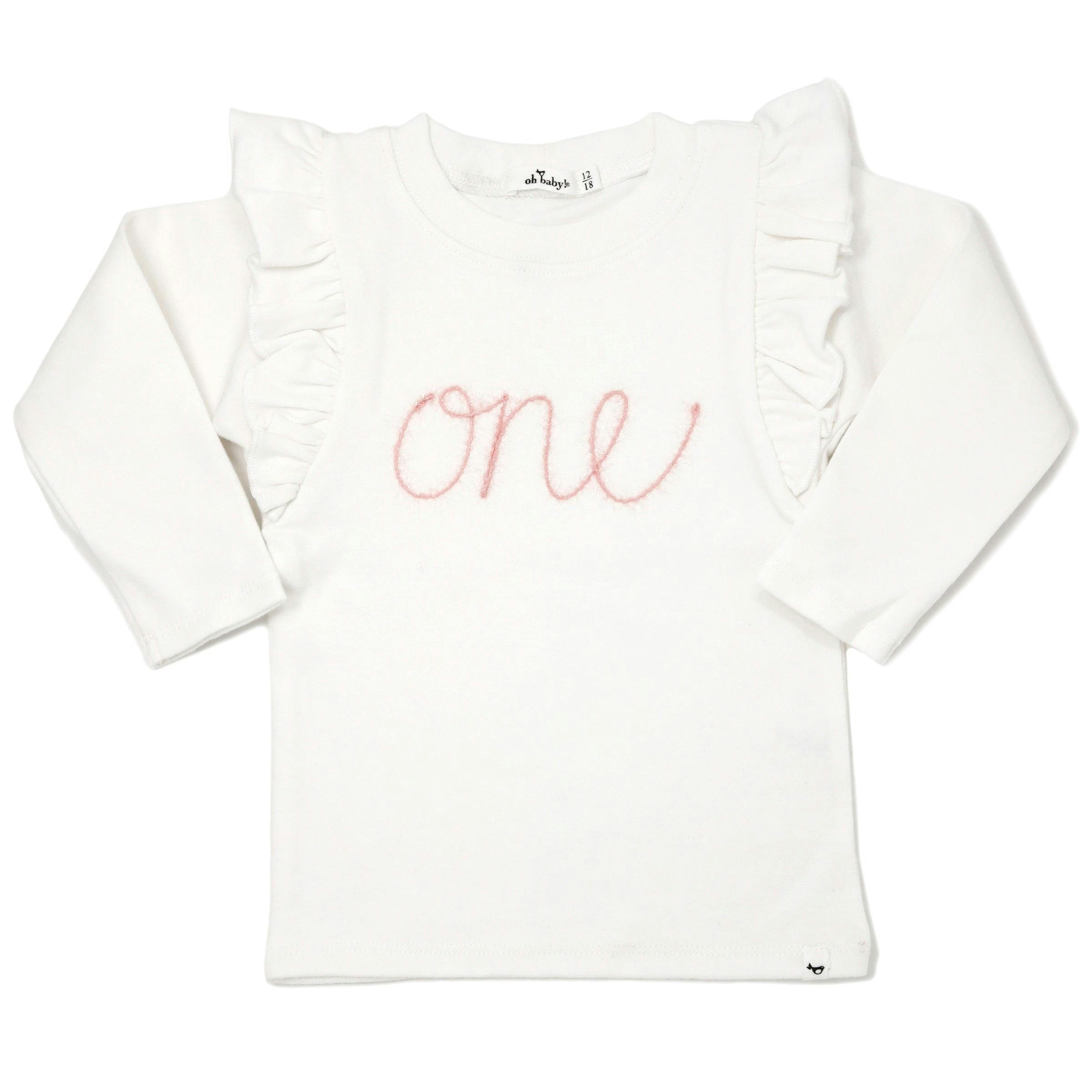 Millie Long Sleeve Tee in 'one' Pink Eyelash Writing