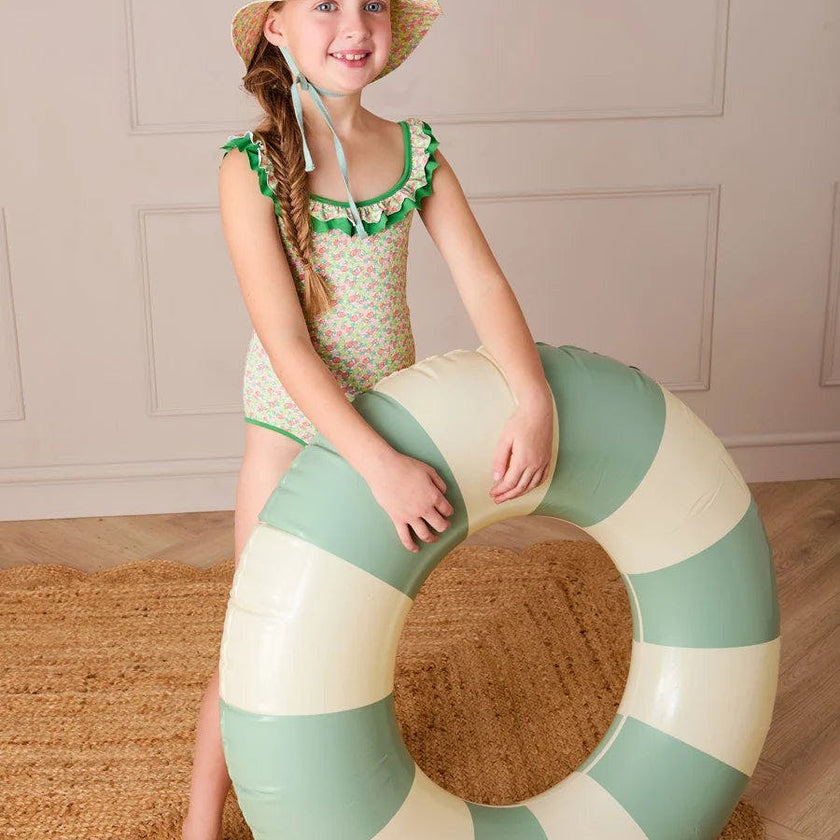 Annie Apple Print Ruffle Detail Swimsuit in Green (12mths- 10yrs)