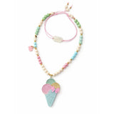 Ice Cream Cone Glitter Pastel Necklace -SUM