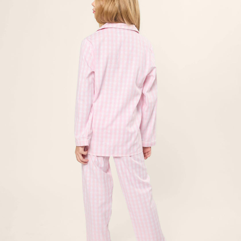 Kid's Twill Pajama Set in Pink Gingham