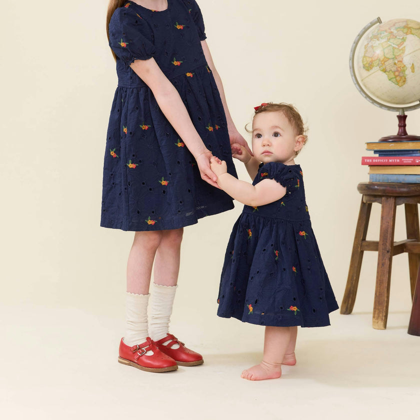 Baby Girls Eliza Dress Set - Eyelet Embroidery
