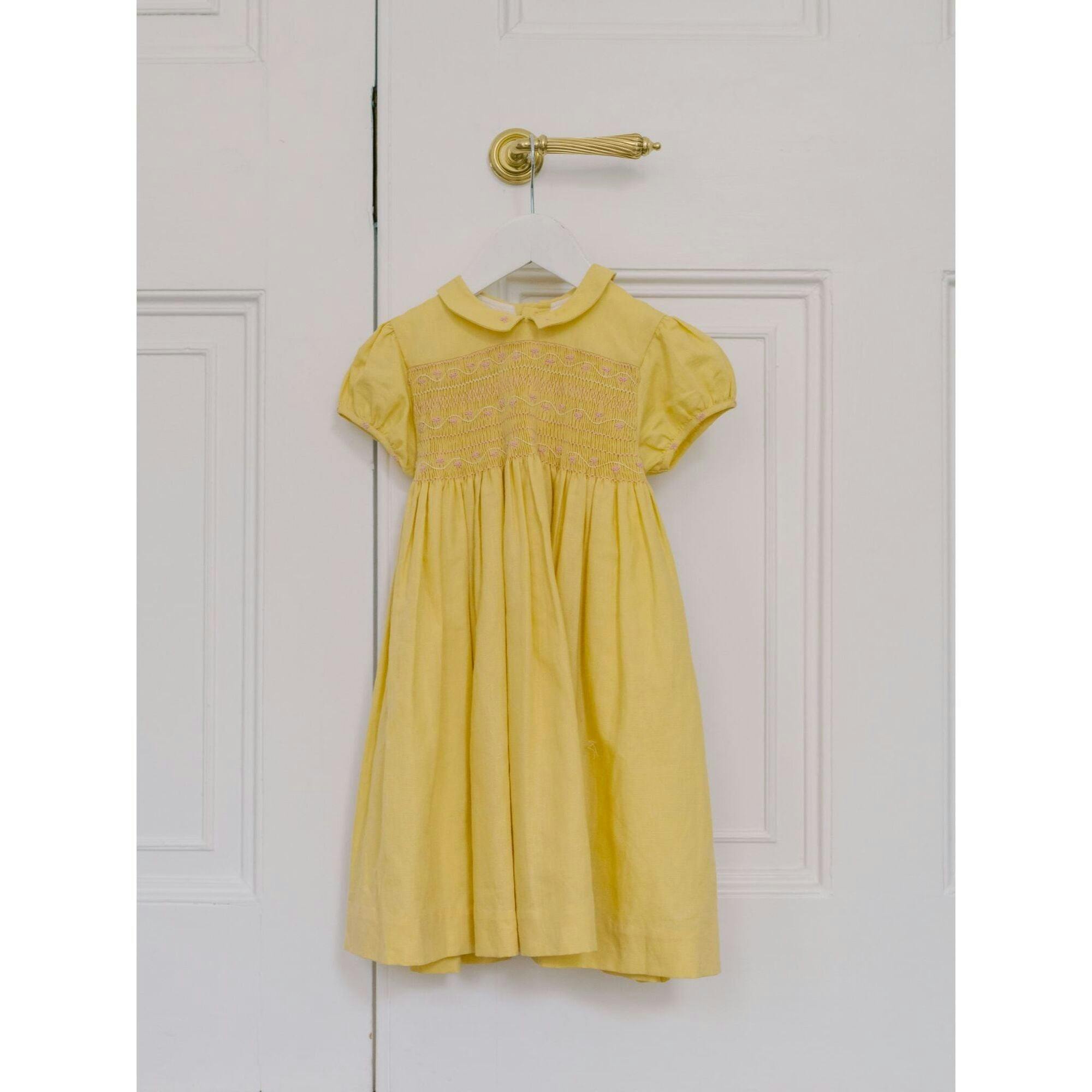 Nicky Hilton x La Coqueta Lemon Dolly Girl Hand-Smocked Dress