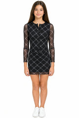 Girls Lauren Mesh Diamond Cardigan And Skirt Set