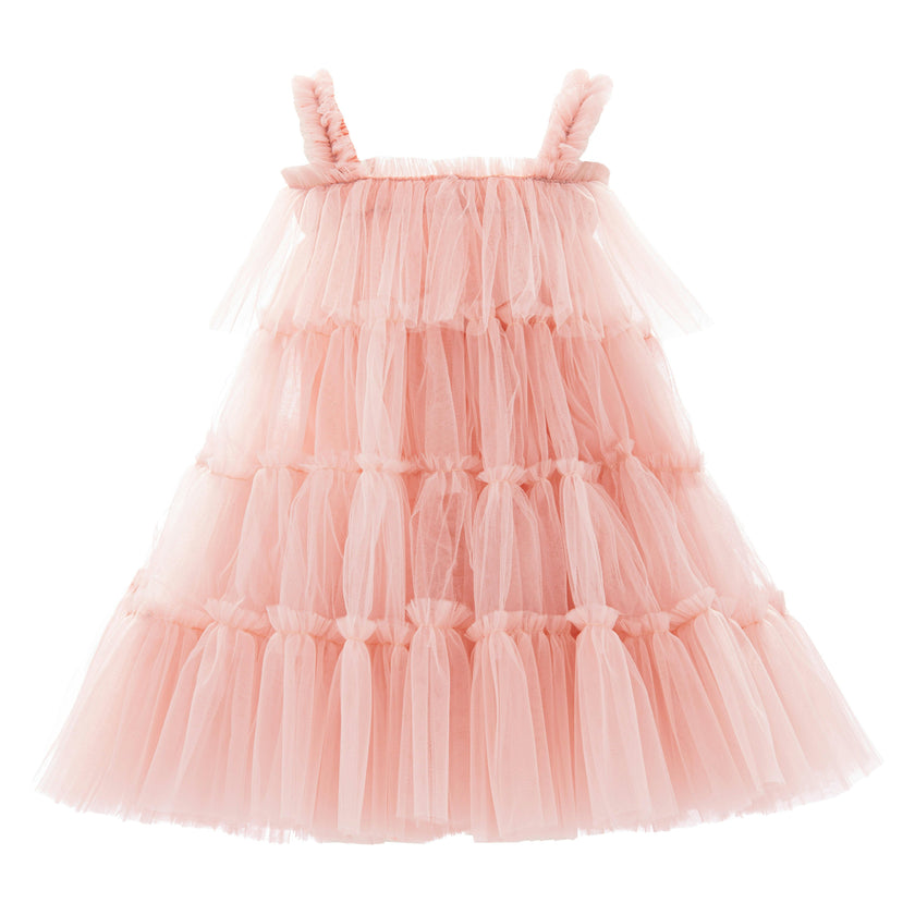 Light Pink Isoldea Tulle Ruffle Dress
