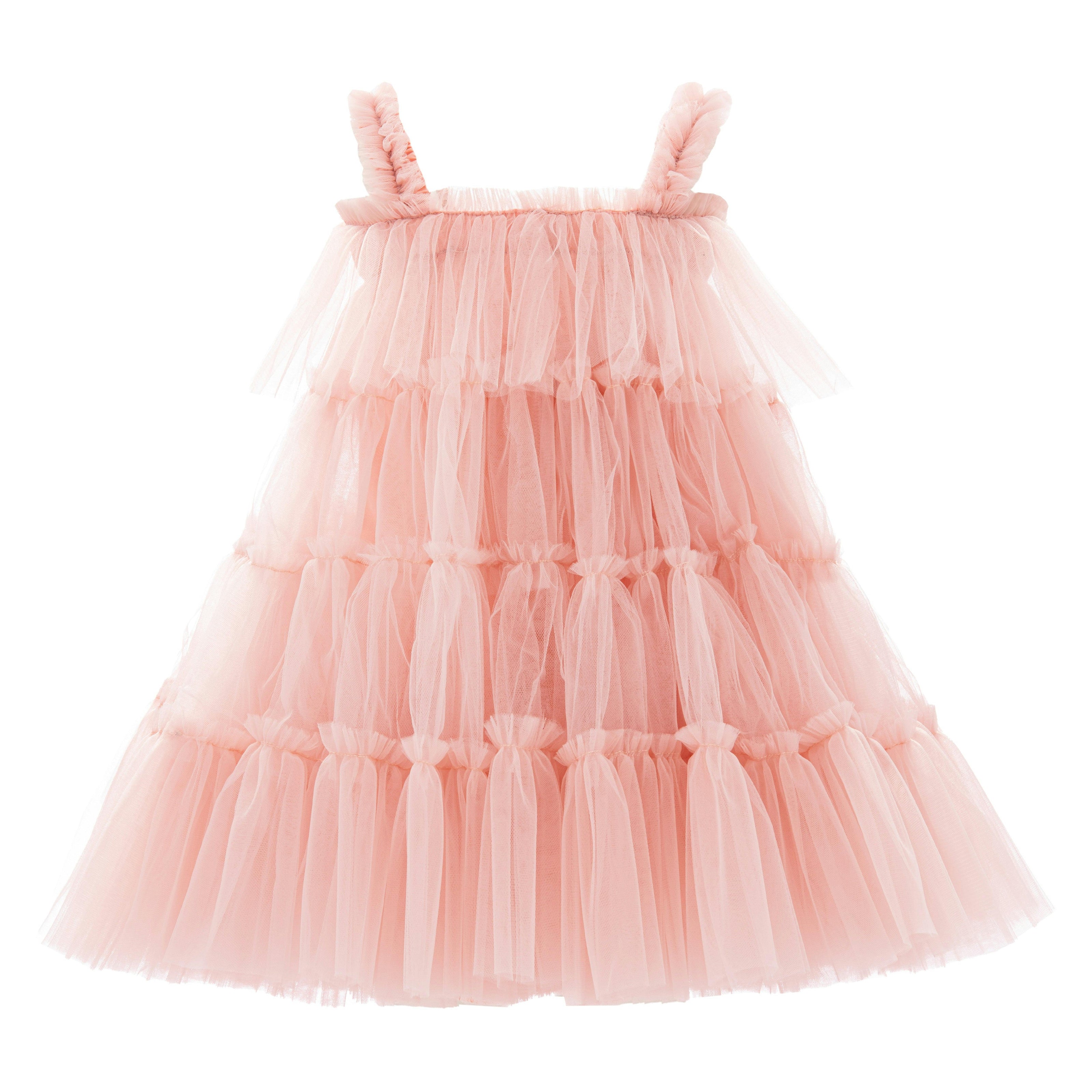 Light Pink Isoldea Tulle Ruffle Dress