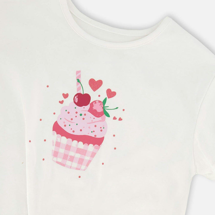 Organic Cotton Jersey T-Shirt With Tie At Waist