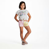 Girls Graphic Tee w. Embroidery & Glitter | White Cassette