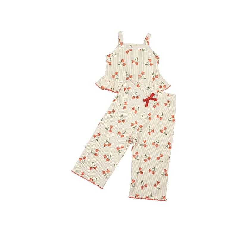 Rib Pant Set in Cherry Crush