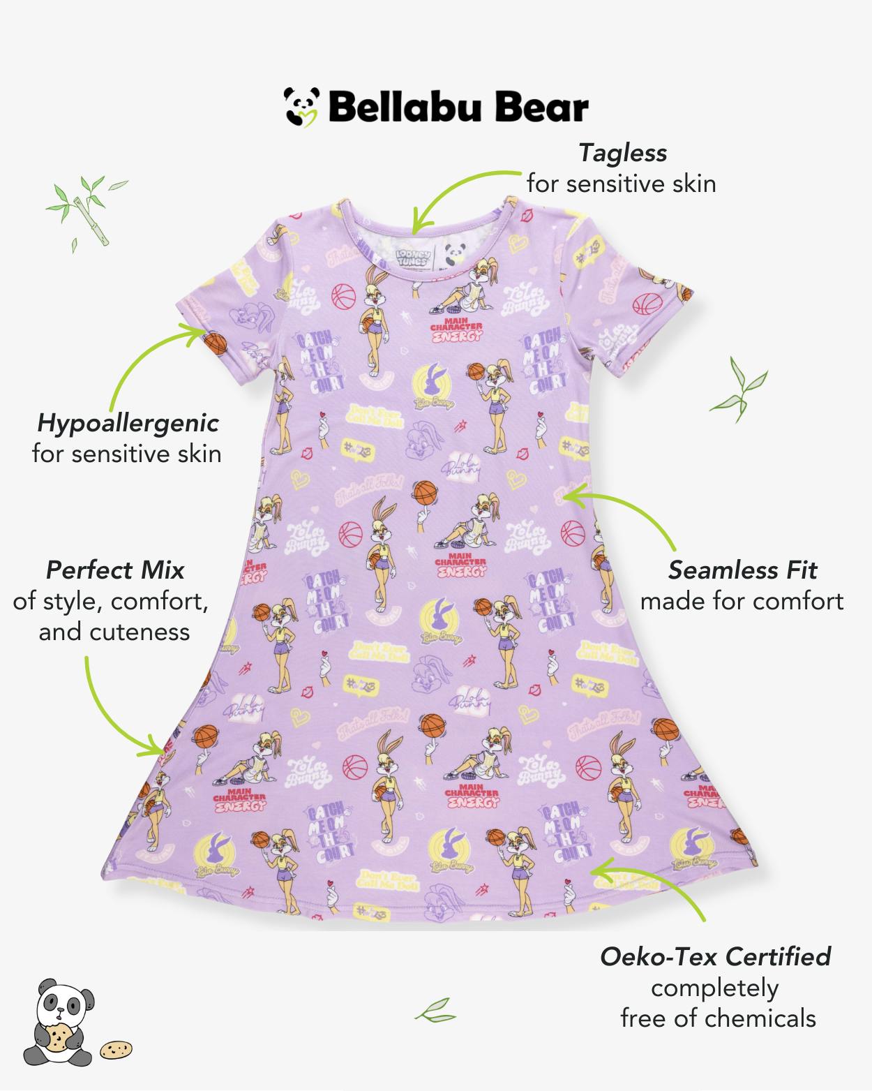 Lola Bunny Bamboo Girls' Short Sleeve Dress