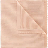 Scallop Trimmed Rib Knit Blanket Ivory
