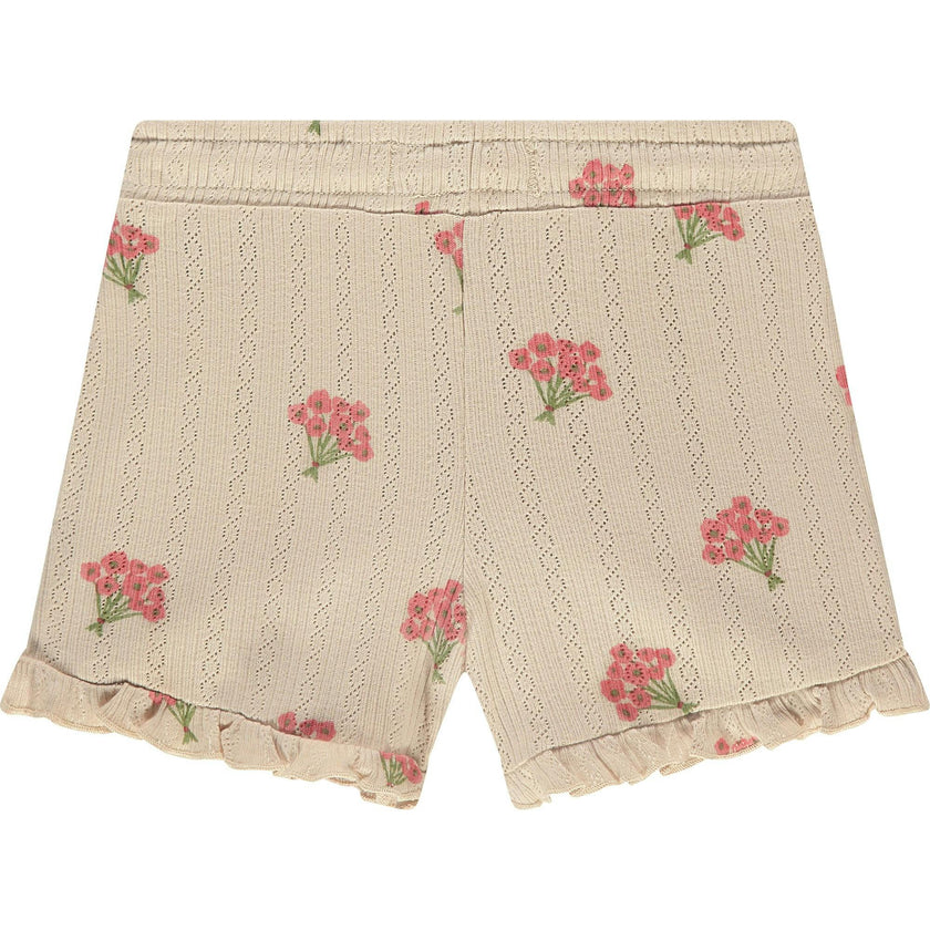 Floral Print Pointelle Shorts