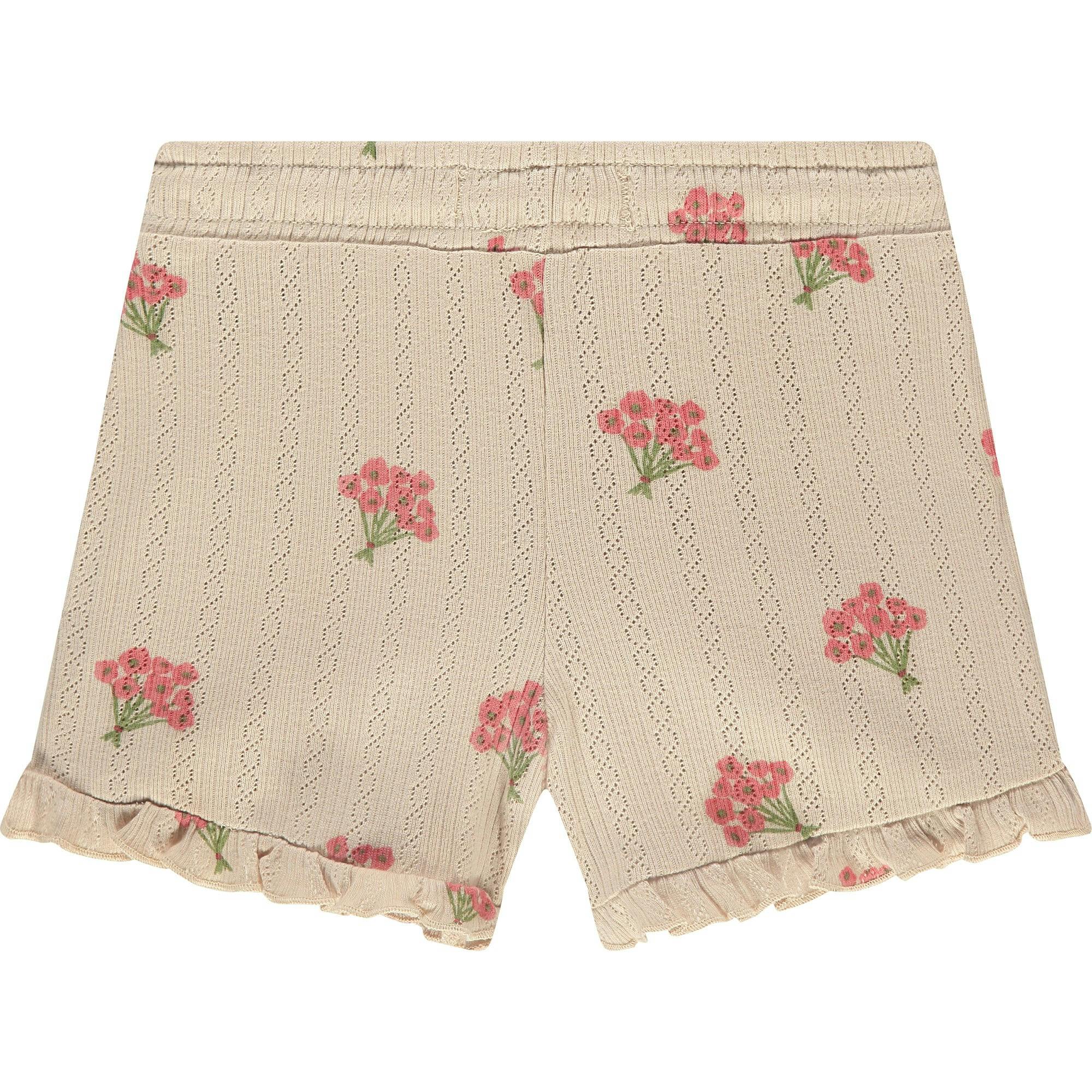 Floral Print Pointelle Shorts