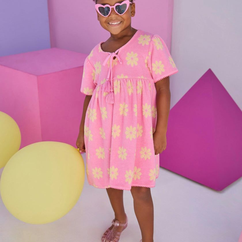Riviera Dress - Pink Floral Terry