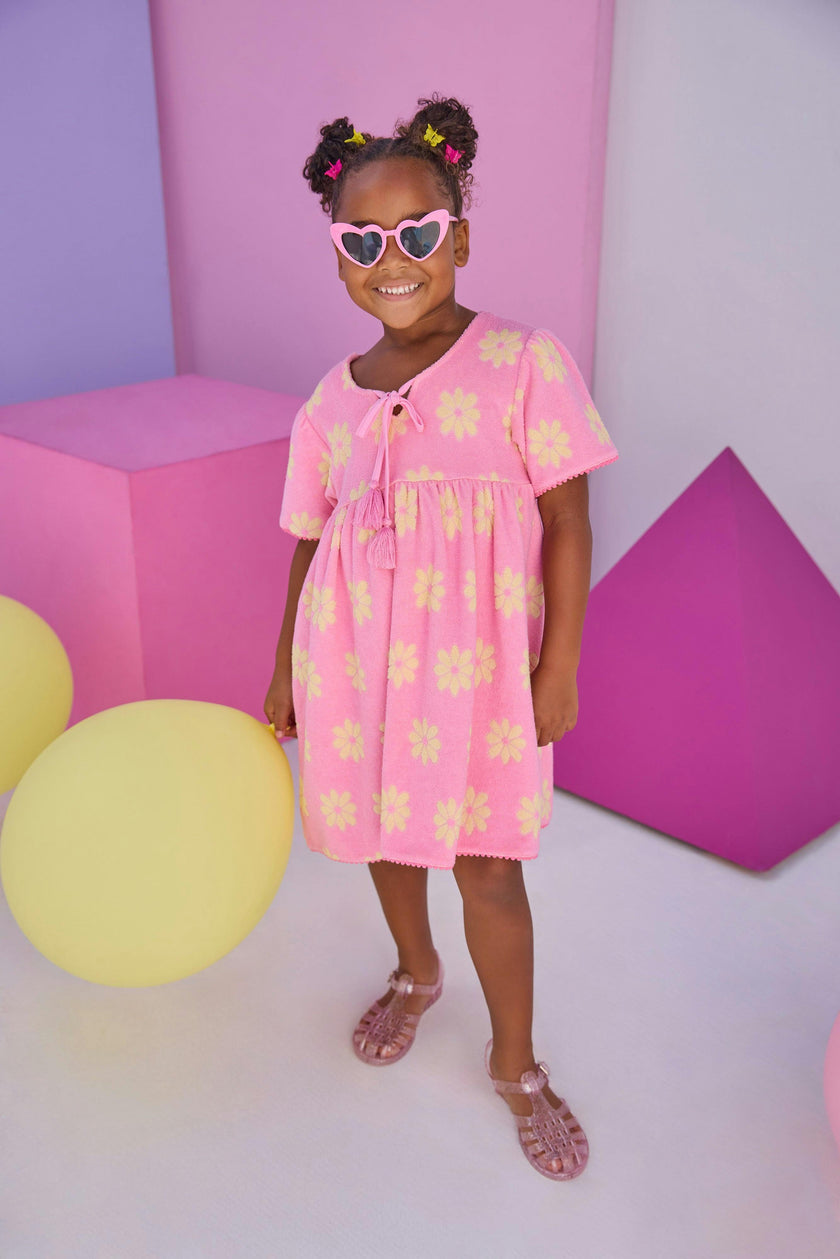 Riviera Dress - Pink Floral Terry