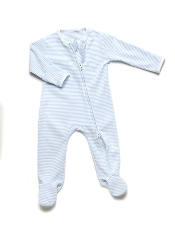 Two Way Zip Striped Footie Pajama