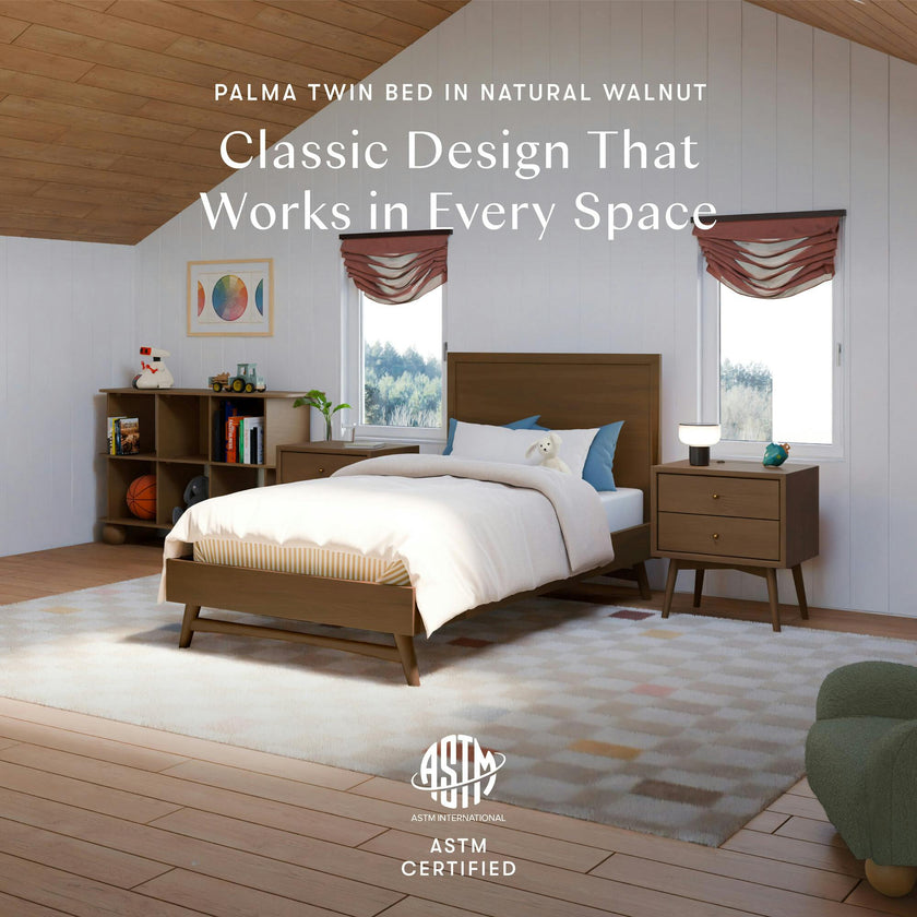 Palma Twin Bed in Natural Walnut