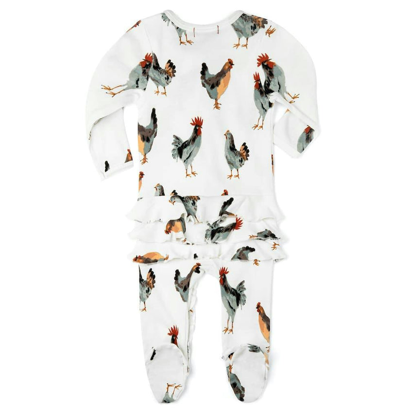 Organic Cotton Ruffle Zipper Footed Romper