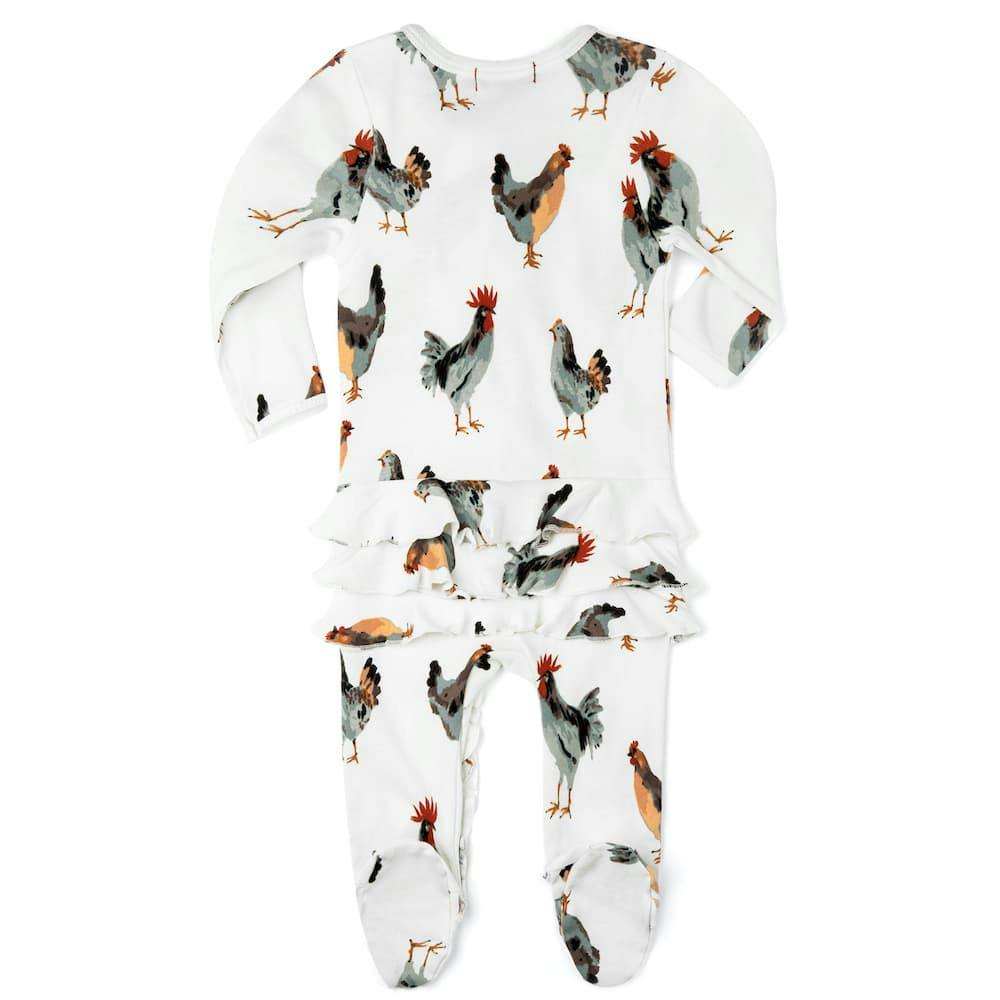 Organic Cotton Ruffle Zipper Footed Romper