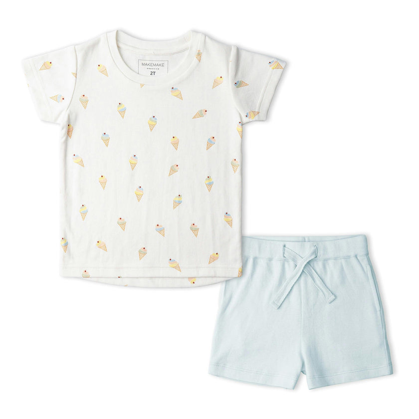 Organic Tee & Shorts Set - Ice Cream