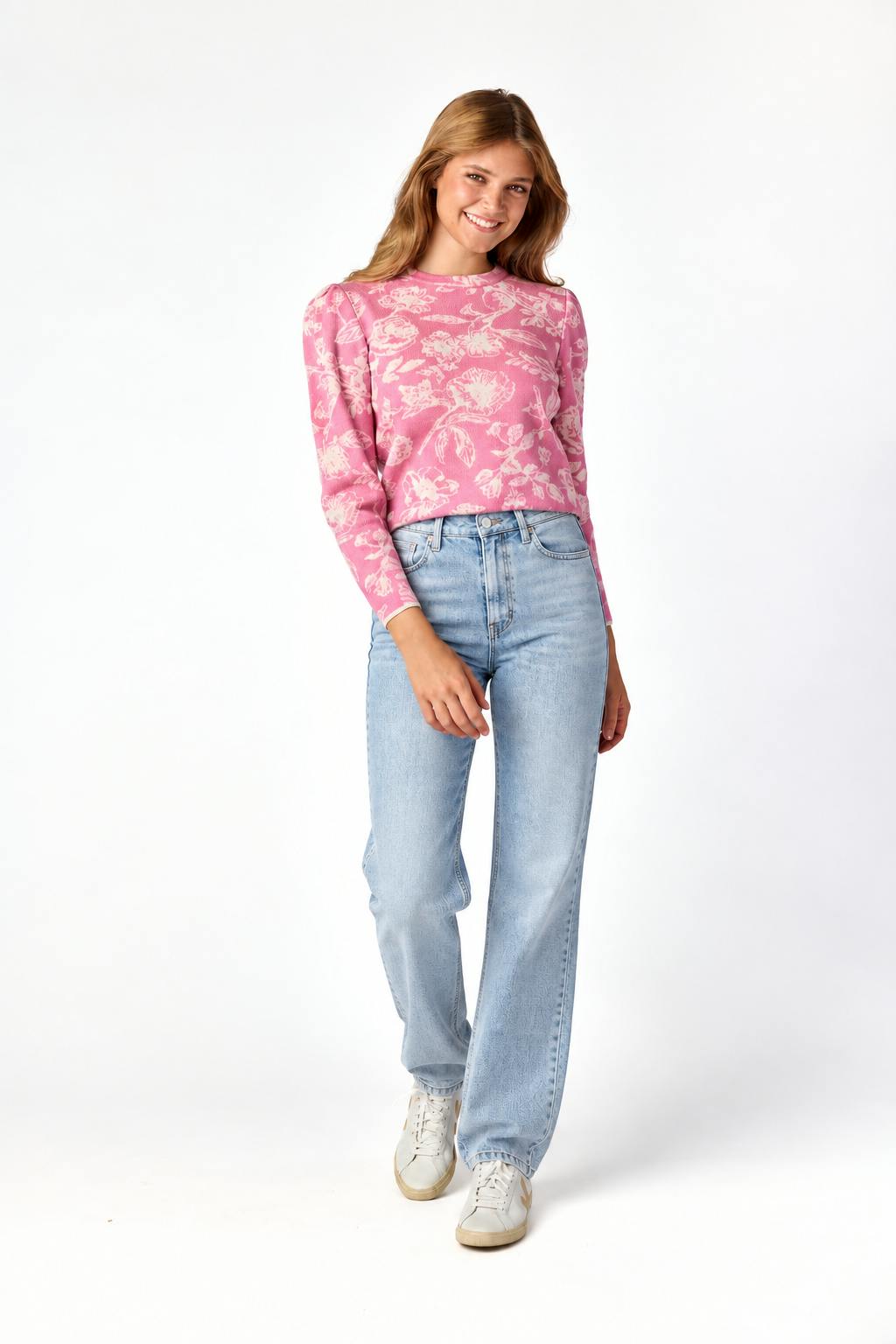Amelia Jacquard Sweater Pink