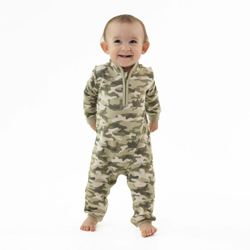 Camo French Terry - Zip Neck Romper