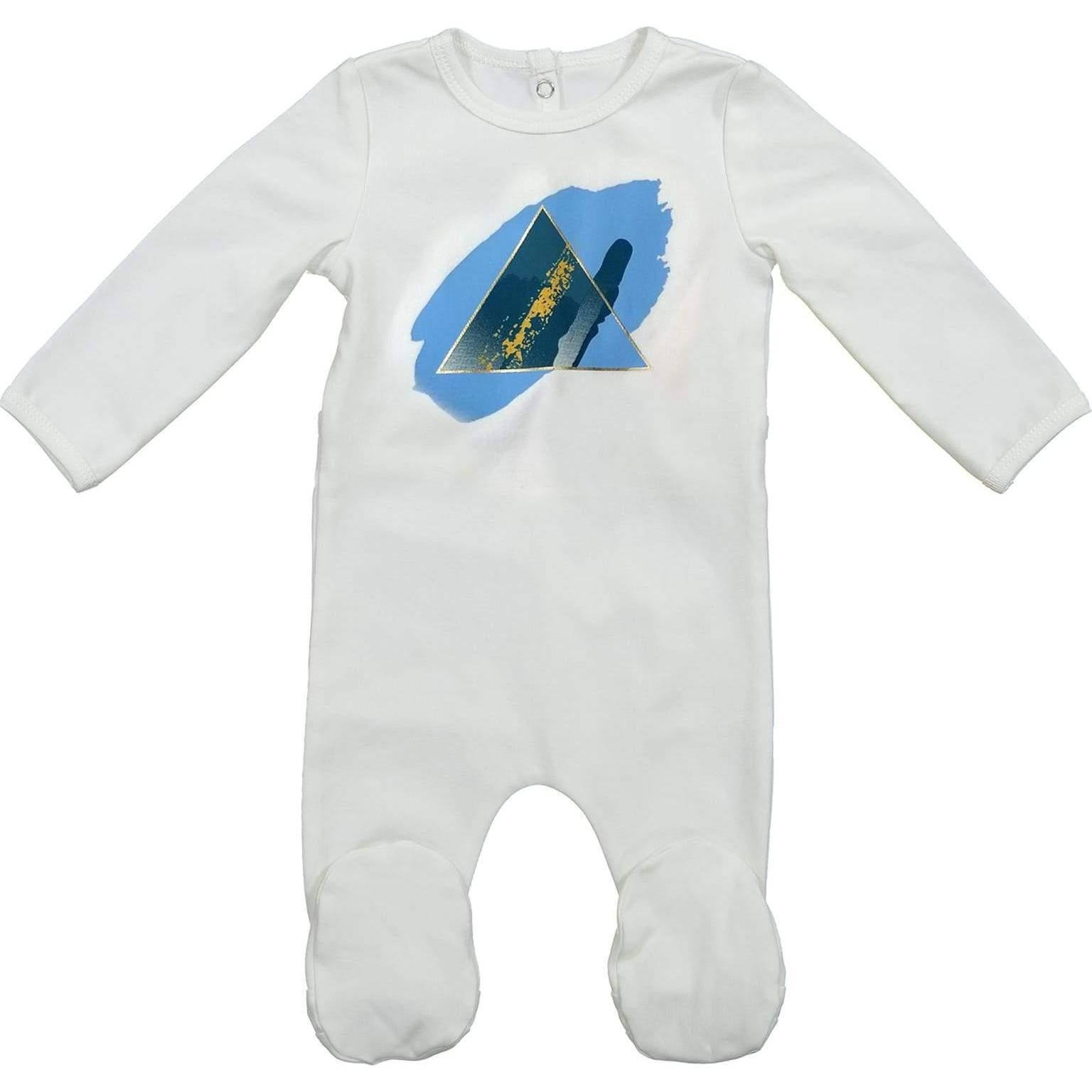 Boys Paint Splatter Footie, White