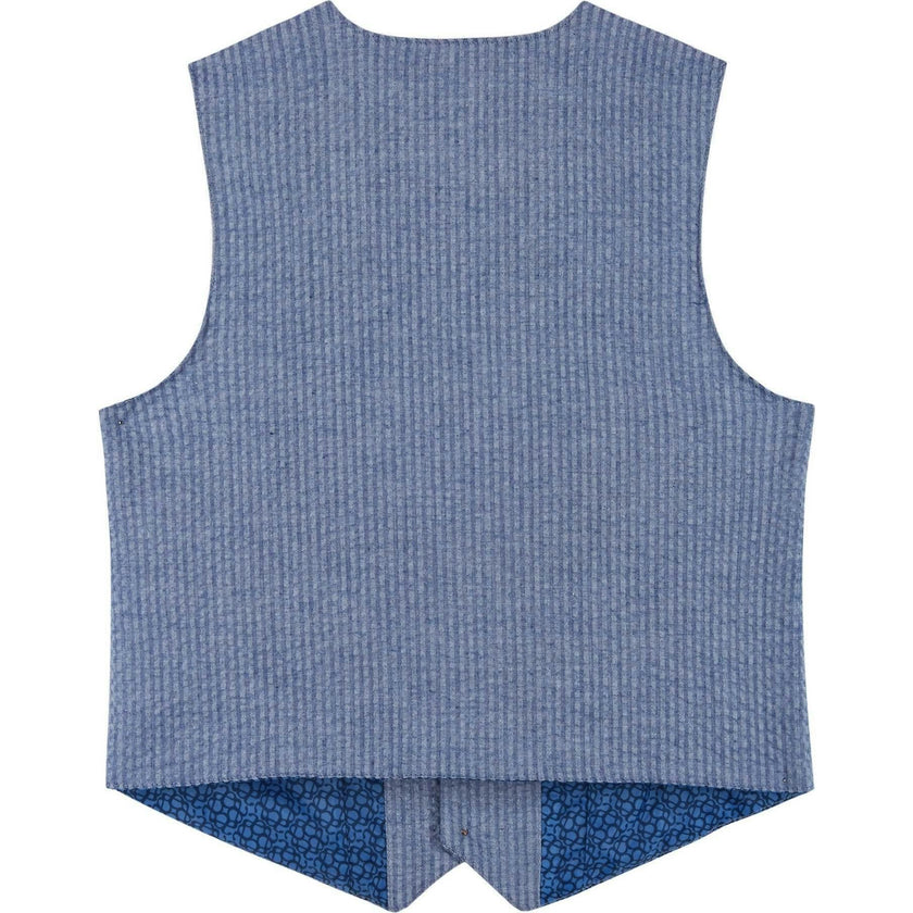 Boys (2-3) Seersucker Vest Suit Set | Blue & Pink