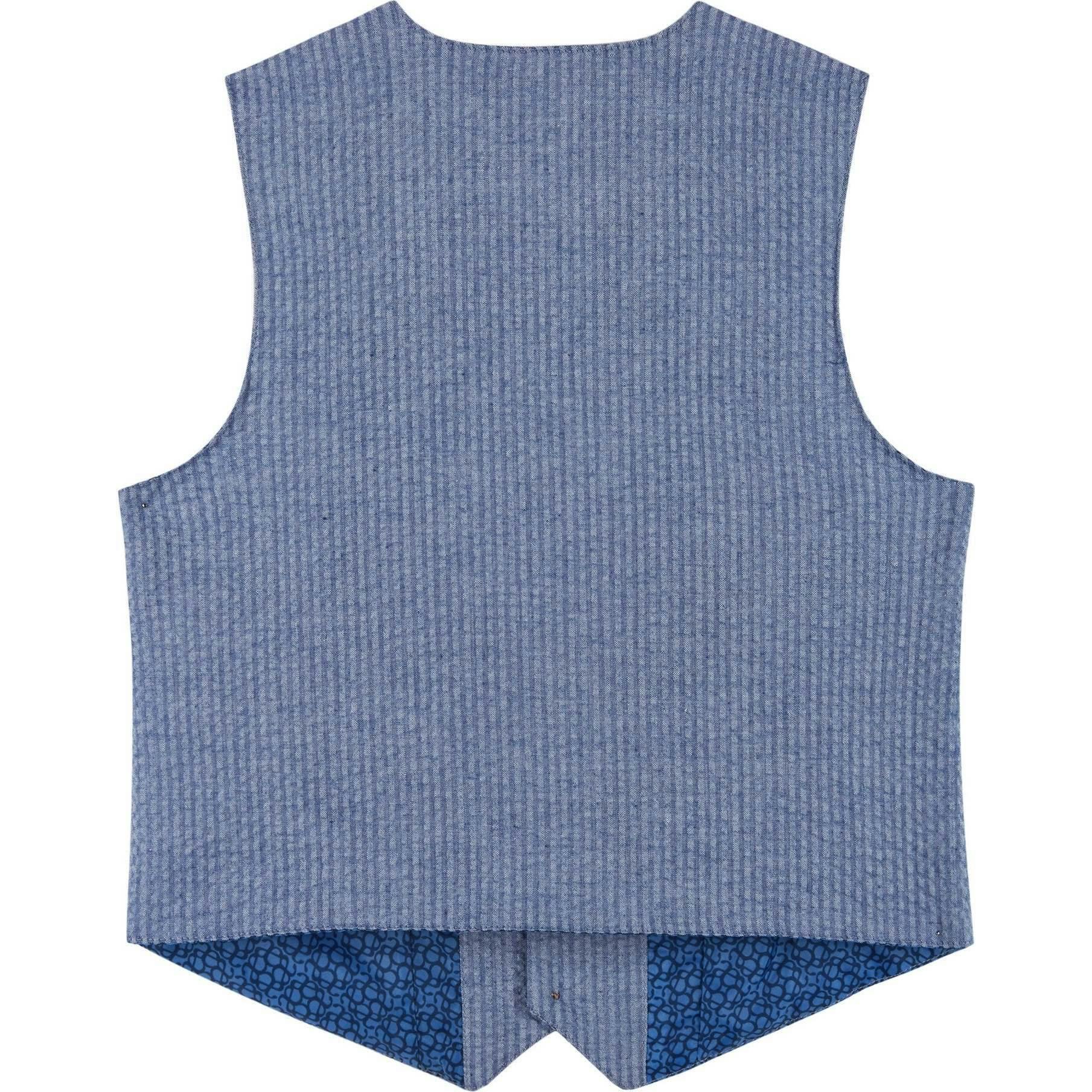 Boys (2-3) Seersucker Vest Suit Set | Blue & Pink