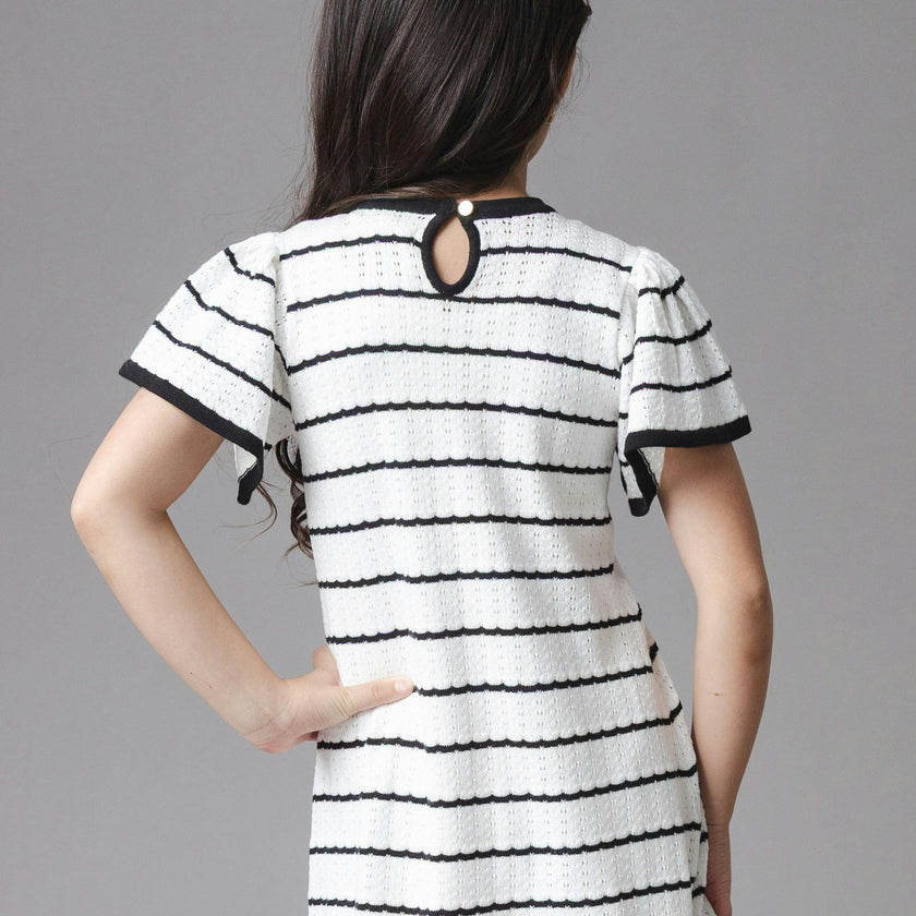 Organic Bow Detail Pointelle Sweater Dress