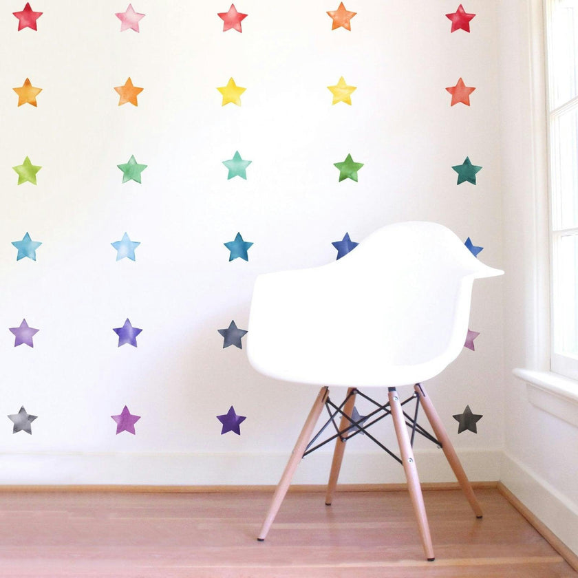 Watercolor Stars • Rainbow • Small • Peel-and-Stick Wall Decals