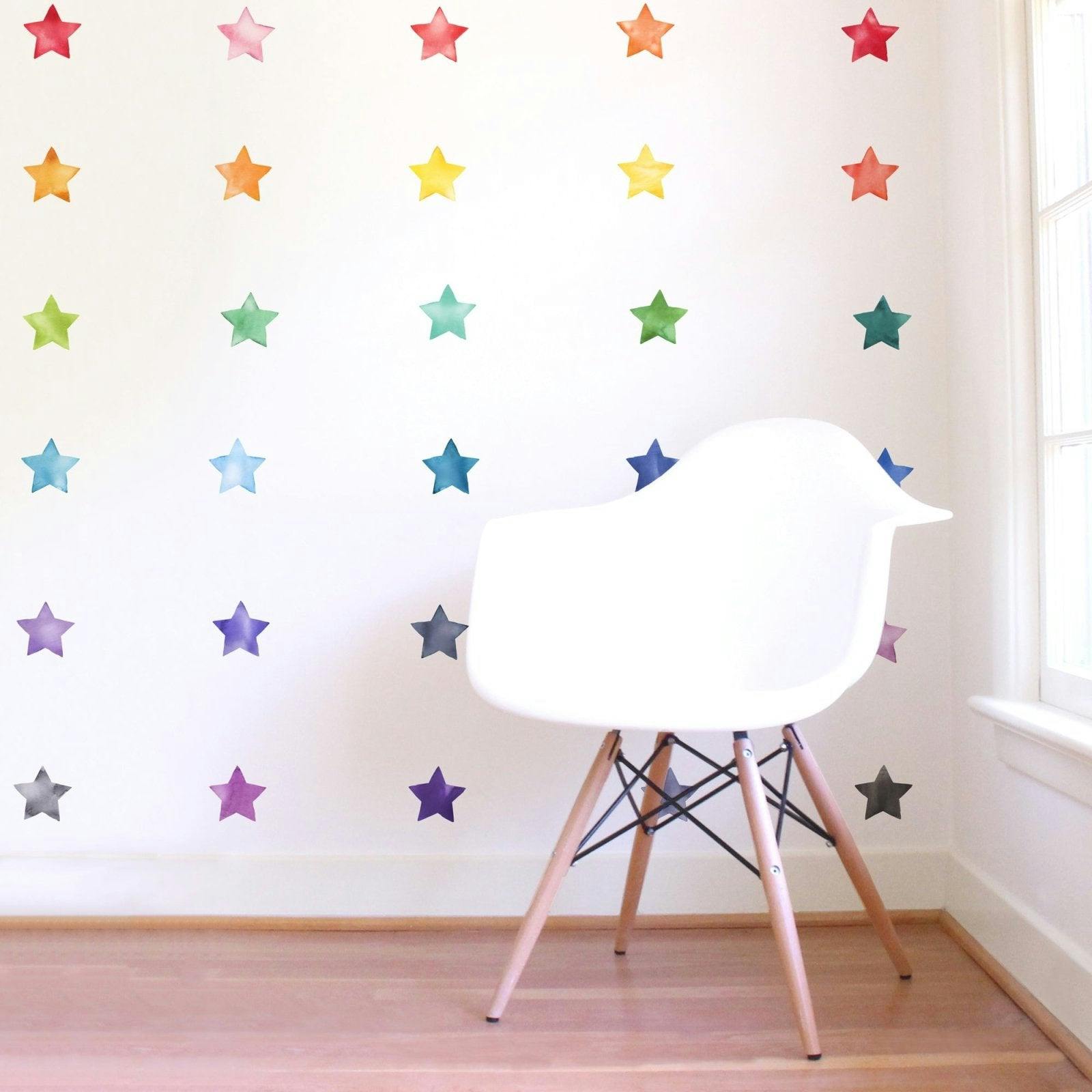 Watercolor Stars • Rainbow • Small • Peel-and-Stick Wall Decals
