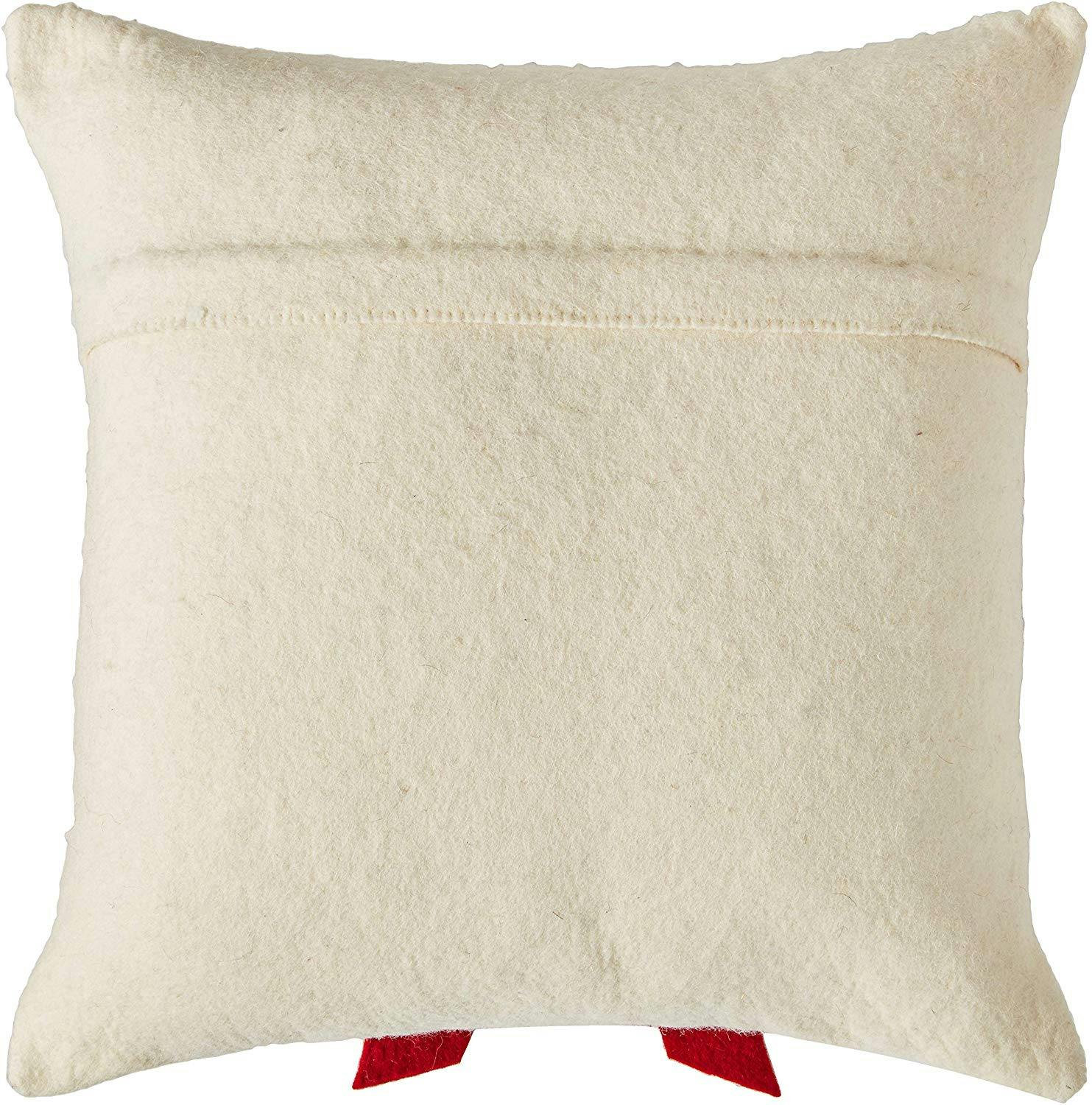 Red Bow Cream - Christmas Pillow Cover Hand Felted Wool - 20