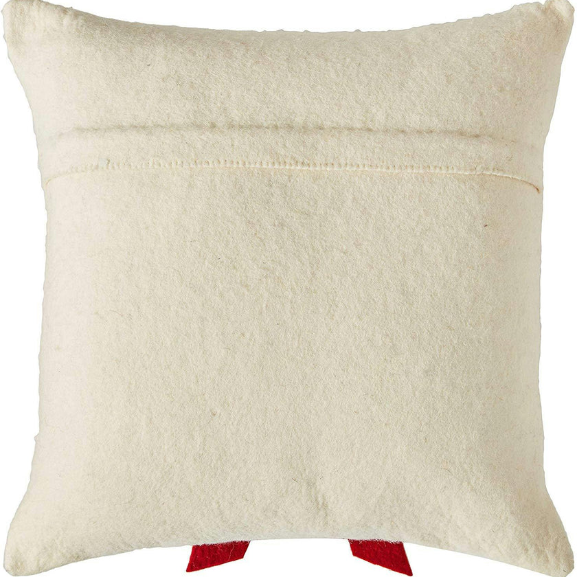 Red Bow on Cream - Christmas Pillow Cover in Hand Felted Wool - 20"