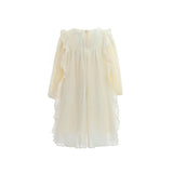 Cream Pleated Bow Dress