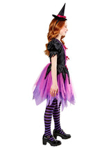 Girls' Purple Witch Dress with Hat