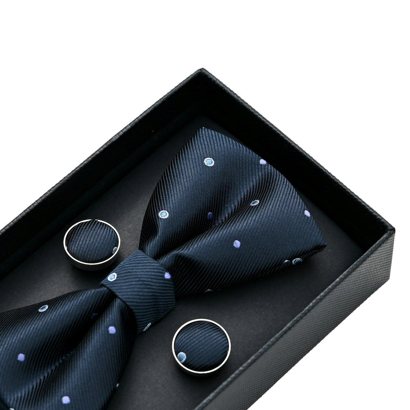 Black and Purple Dotted Bowtie Set