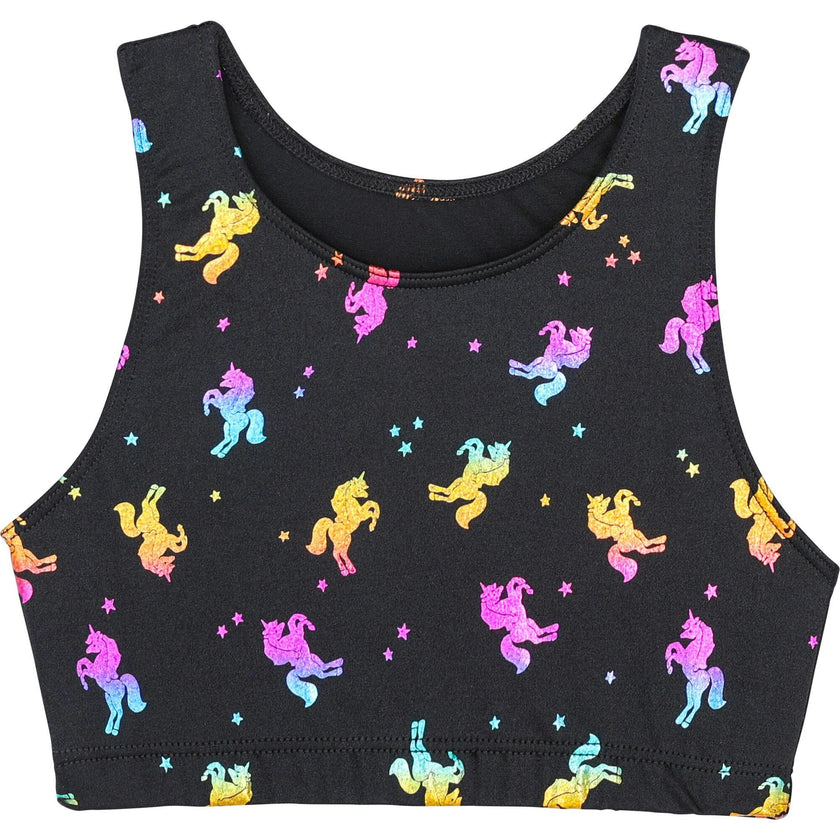 Holographic Unicorns Sports Bra Crop, Multi
