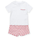 Hudson Boys' Short Set - Fire Truck Red