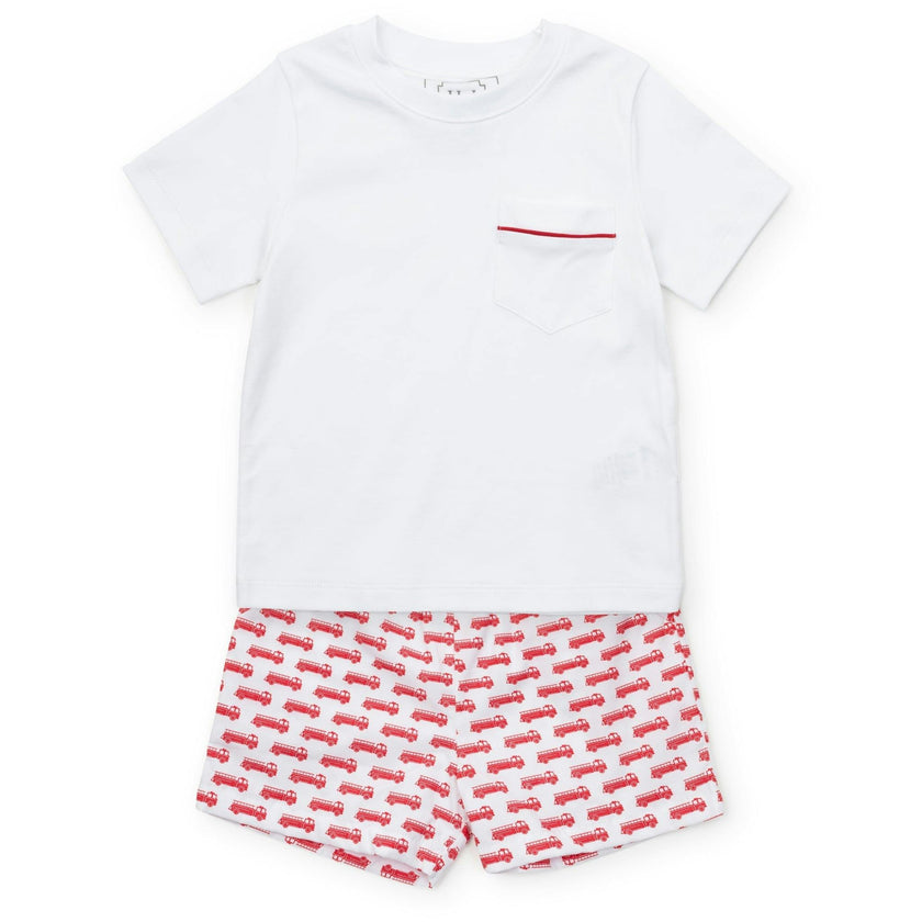 Hudson Boys' Short Set - Fire Truck Red