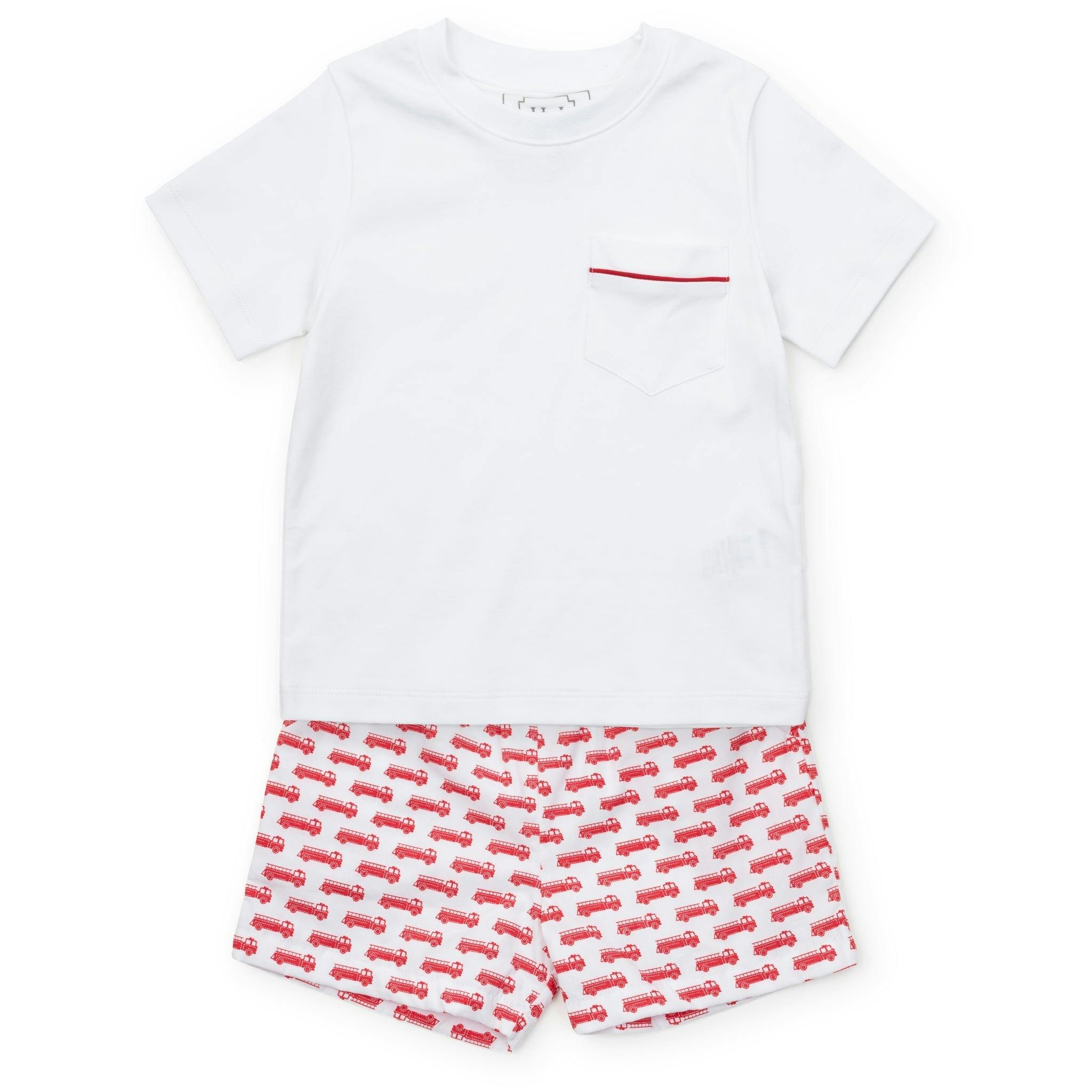 Hudson Boys' Short Set - Fire Truck Red
