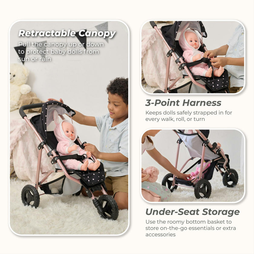 Olivia's Little World Pin Up Doll Jogging Stroller & Retractable Canopy