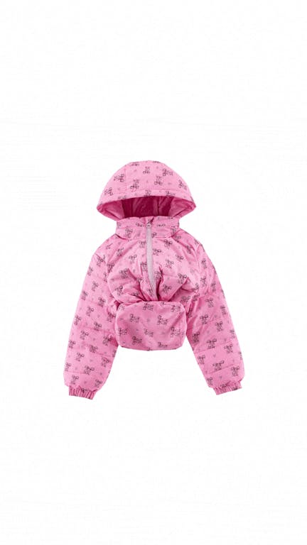 Blake Hooded Reversible Lightweight Down Puffer Jacket, Candy Pink Bow