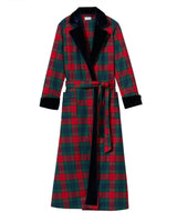 Women's Brushed Twill Velvet Trim Robe in St. James Tartan