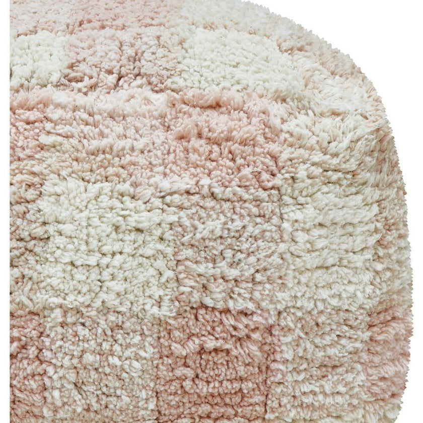 Vichy Plush Tablecloth-Inspired Pouf